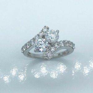 HOT! ~ DIAMONIQUE BYPASS RING  18K OVER STERLING